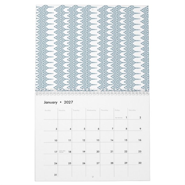 Calendrier Un arrière - plan blanc sans autres éléments visib (Jan 2027)
