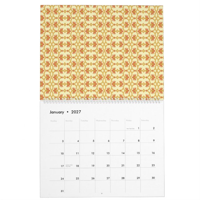 Calendrier un arrière - plan jaune et blanc avec un (Jan 2027)