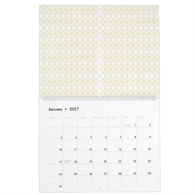 Calendrier un arrière - plan orange et jaune avec des petits  (Jan 2027)