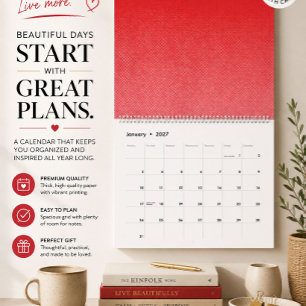 Calendrier un arrière - plan rouge et blanc avec de petits ca