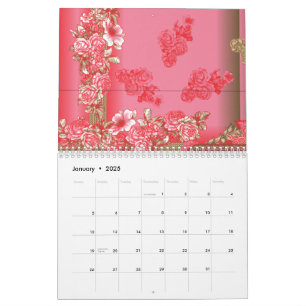 Calendrier Un charmant motif fleuri dans les tons roses et qu