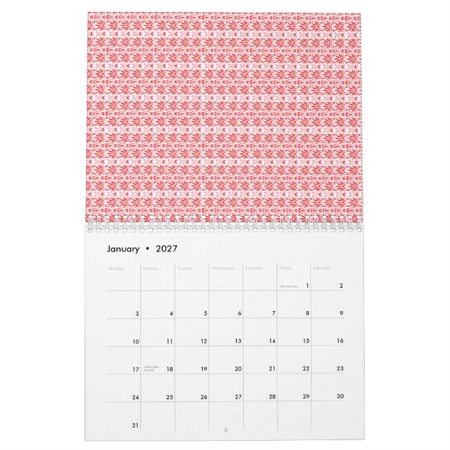 Calendrier Un design abstrait rouge et orange vif avec des to (Jan 2027)