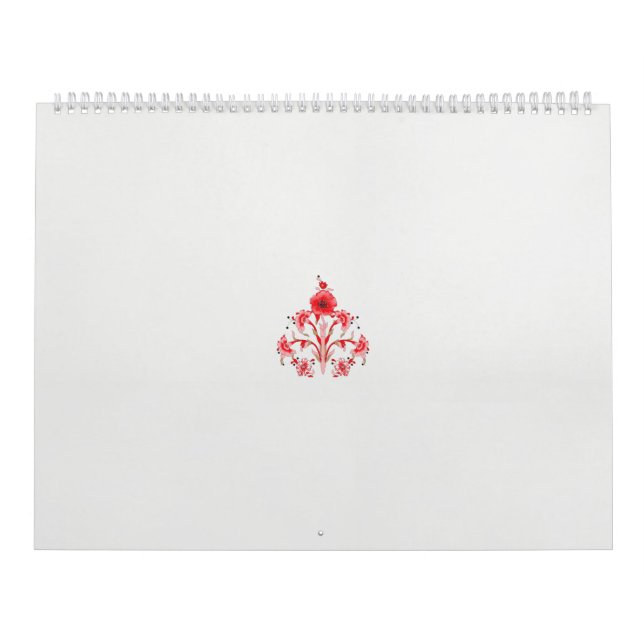Calendrier un design de fleur rouge sur un arrière - plan bla (Protection)