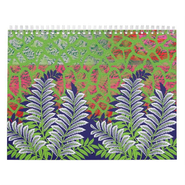 Calendrier un design de motif vert et jaune (Protection)