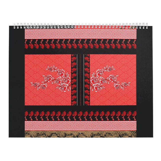 Calendrier un design de papier peint rouge et noir (Protection)