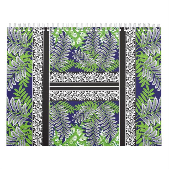 Calendrier Un design décoratif avec un p vert et violet (Protection)