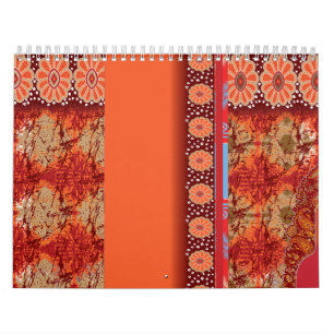 Calendrier un design d'un motif rouge et or