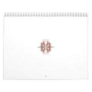 Calendrier un design floral rouge et blanc sur fond blanc