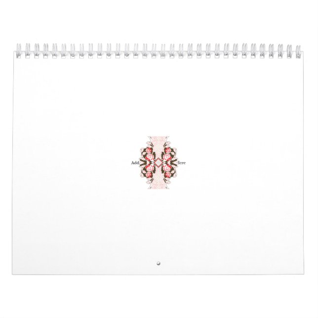 Calendrier un design floral rouge et blanc sur fond blanc (Protection)