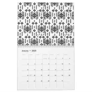 Calendrier Un design monochrome symétrique avec des détails