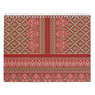 Calendrier un design motif rouge et beige_