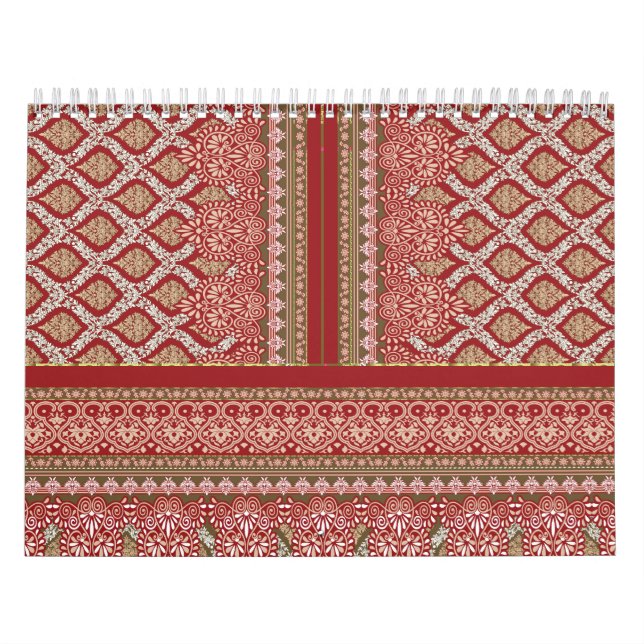 Calendrier un design motif rouge et beige_ (Protection)