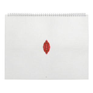 Calendrier un design rouge et marron sur un arrière - plan bl