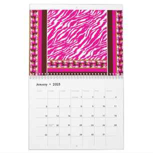 Calendrier Un doux motif de fleurs rose et blanche, avec grâc