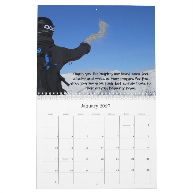 Calendrier Un hommage sincère à ceux qui s'occupent de (Jan 2027)