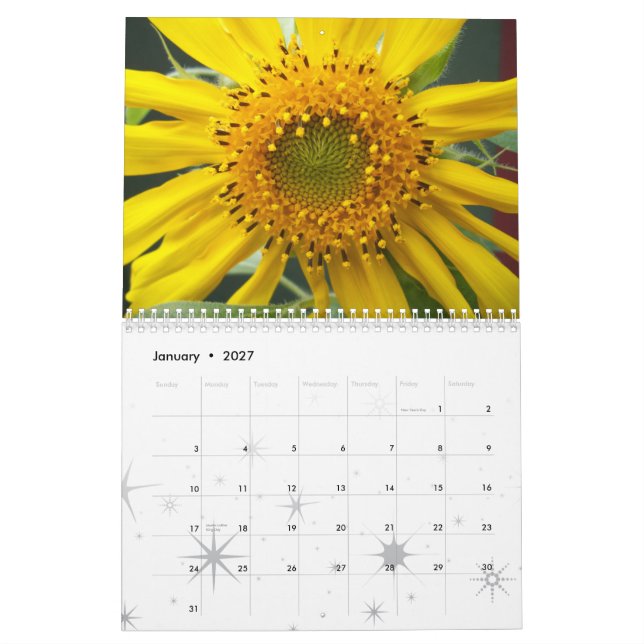 Calendrier Un illustré de fleur (Jan 2027)