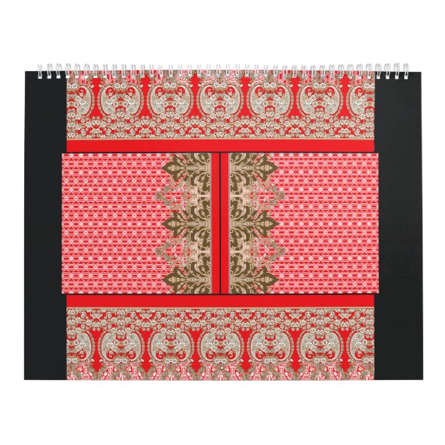 Calendrier un motif de point de croix avec une bordure rouge (Protection)