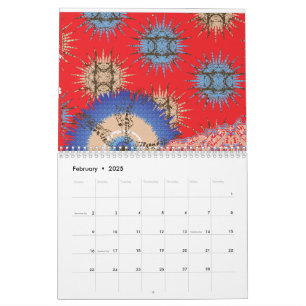 Calendrier Un motif en cachemire décoratif rouge et bleu, enh