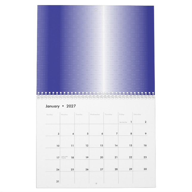 Calendrier Un motif géométrique bleu complexe avec symétrie (Jan 2027)