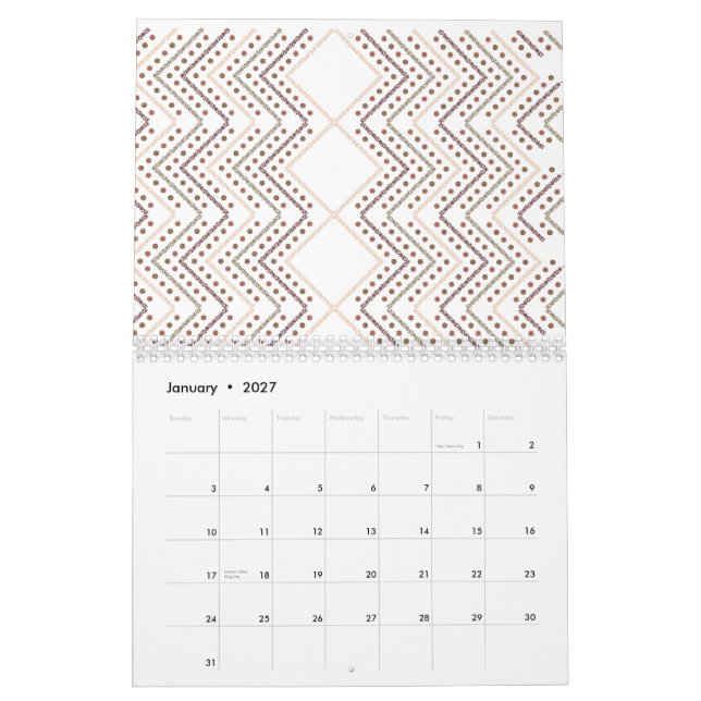 Calendrier Un motif géométrique extensible aux formes diamant (Jan 2027)