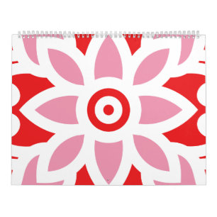 Calendrier un motif rouge et blanc avec une fleur