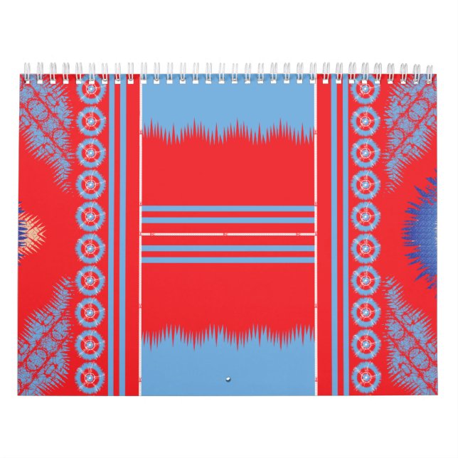 Calendrier Un motif saisissant de rouge et bleu, cadre élégan (Protection)