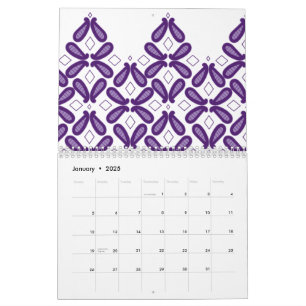 Calendrier Un motif symétrique de couleur blanche et violette