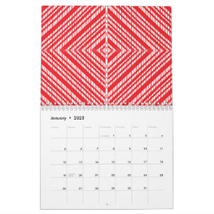 Calendrier Un motif symétrique rouge, orange et p
