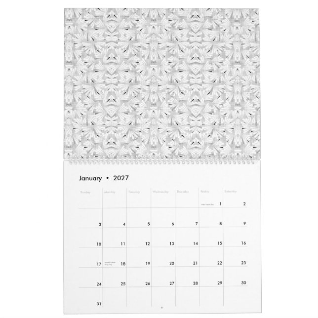 Calendrier Un motif texturé aux teintes blanches et grises, (Jan 2027)