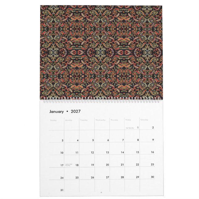 Calendrier un motif très orné avec beaucoup de couleurs diffé (Jan 2027)