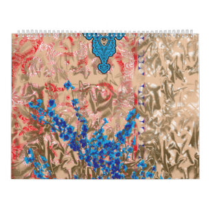 Calendrier un tableau d'écharpe bleu et beige