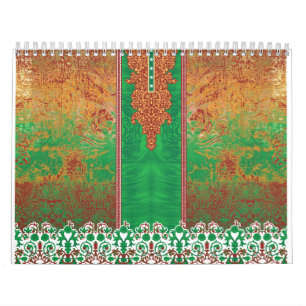 Calendrier un tableau d'un champ vert avec une bordure orange