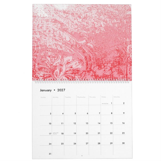 Calendrier un tableau d'un ciel rouge arboré (Jan 2027)