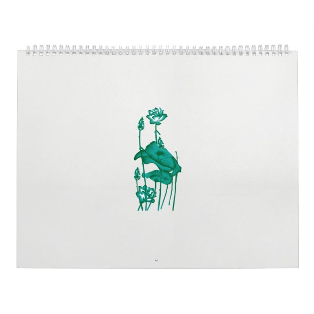 Calendrier un tableau d'une fleur et d'un poisson sur un doss (Protection)