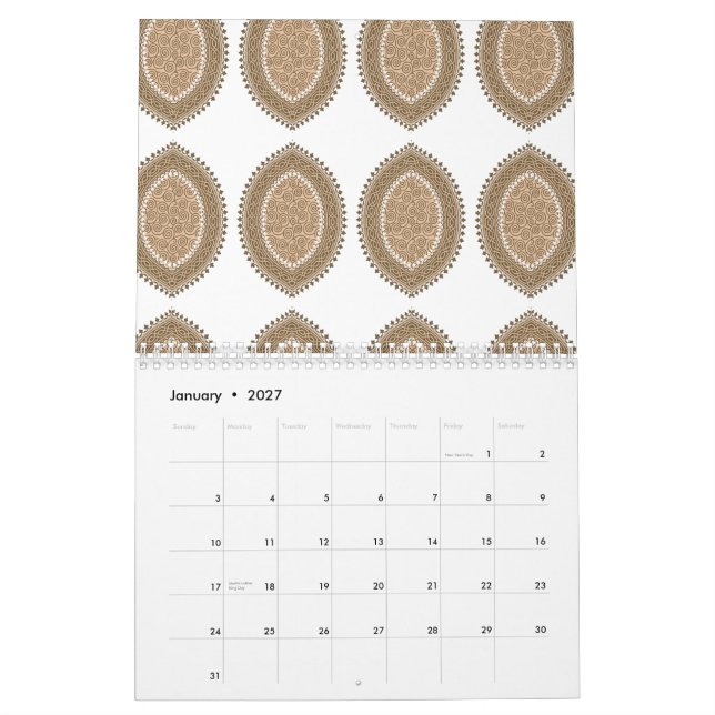 Calendrier Un tapis rectangulaire avec un motif géométrique c (Jan 2027)