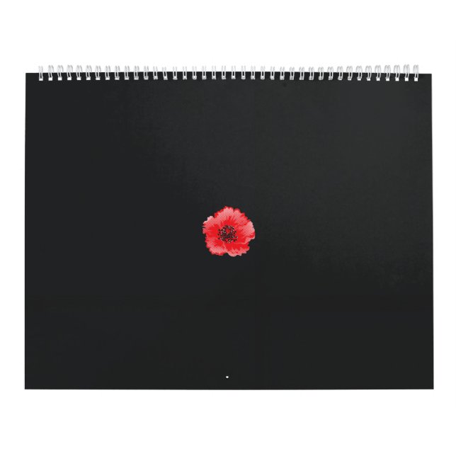Calendrier une fleur rouge avec un centre noir sur un dossier (Protection)