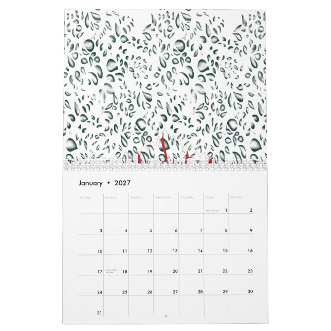 Calendrier une fleur rouge sur un arrière - plan noir (Jan 2027)