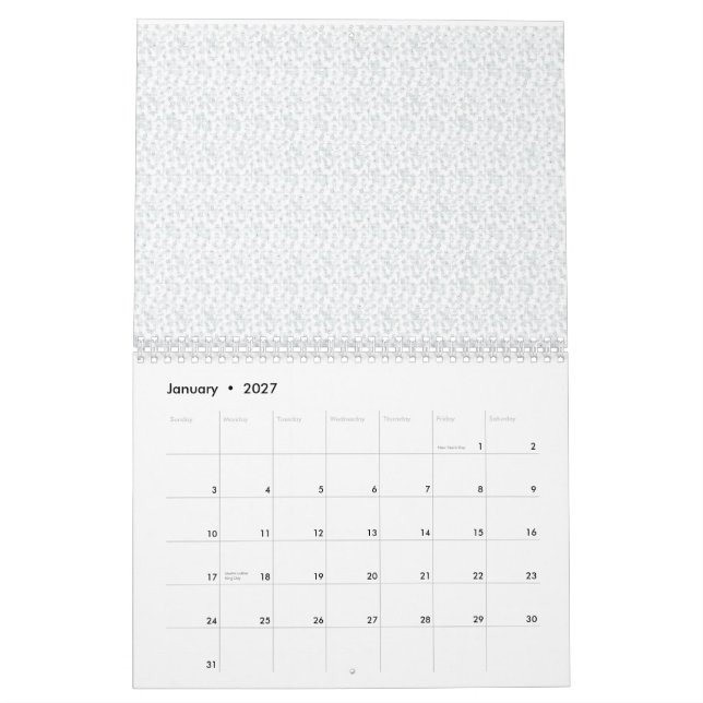 Calendrier Une surface entièrement blanche et sans fonctionna (Jan 2027)