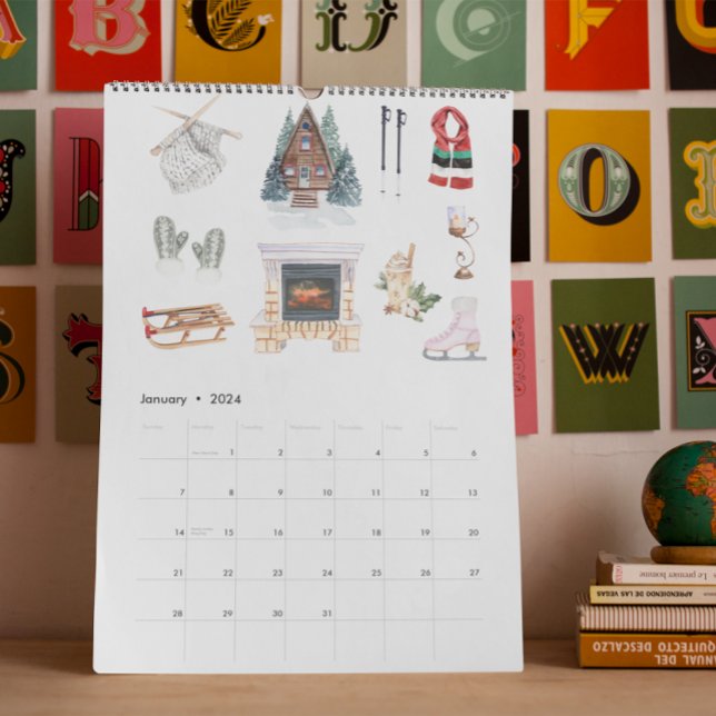Calendrier Une vie hygge | Illustrations aquarelle (Créateur téléchargé)