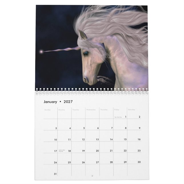 Calendrier Unicornes et Pegasus (Jan 2027)