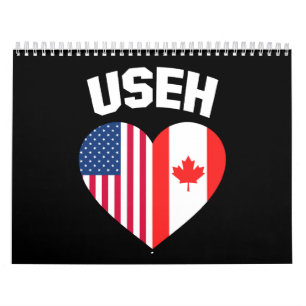 Calendrier USEH America Canada Drapeau drôle Américain Canadi