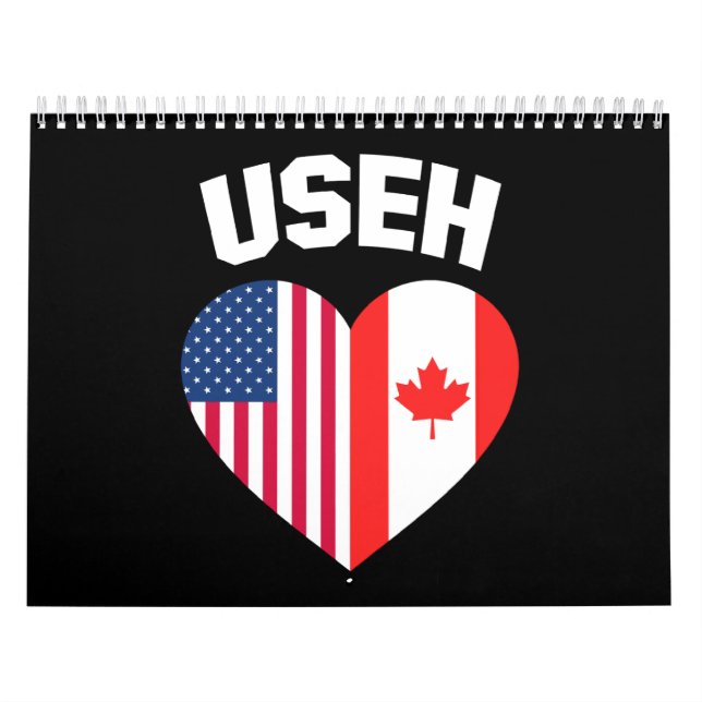 Calendrier USEH America Canada Drapeau drôle Américain Canadi (Protection)