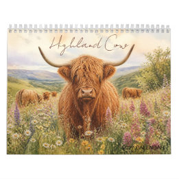 Calendrier Vache des Highlands Prairie de Fleurs Sauvages 202