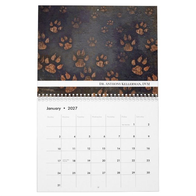 Calendrier Vétérinaire Empreinte de patte unique (Jan 2027)