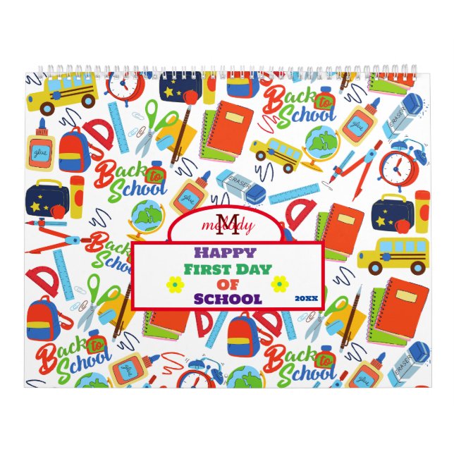 Calendrier Vibrant personnalisable Retour au Motif scolaire (Protection)