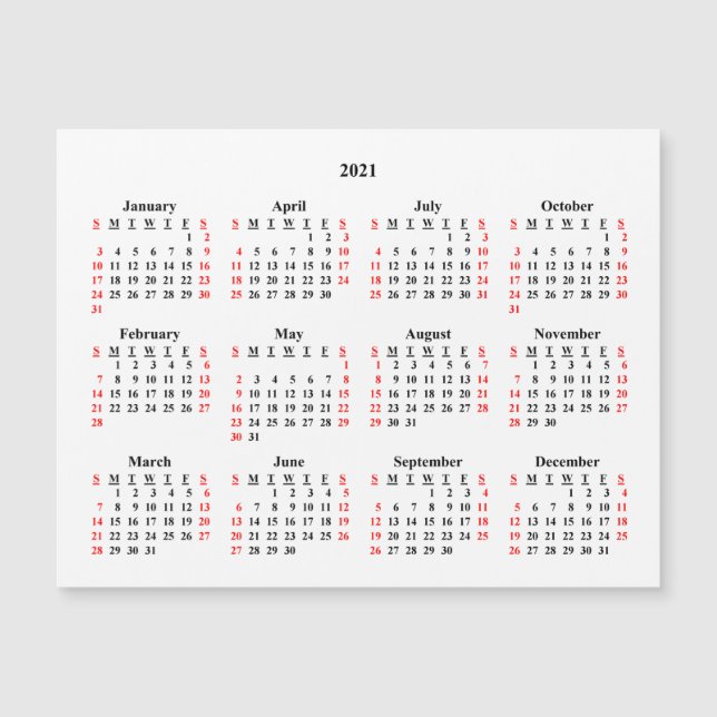 Calendrier vide 2021 (Devant)