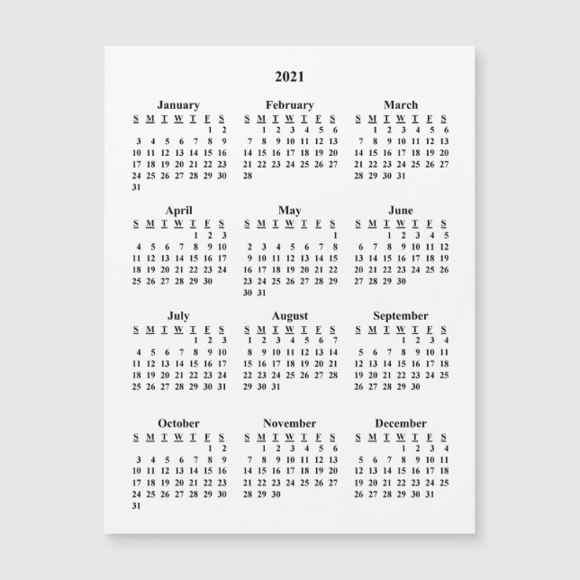 Calendrier vide 2021 (Devant)