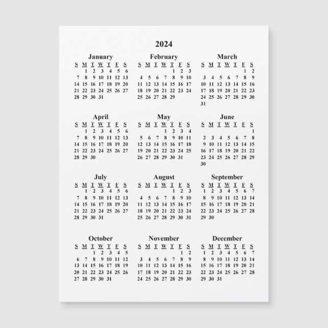 Calendrier vide 2024 (Devant)