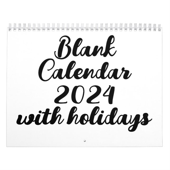 Calendrier Vide 2024 Avec Vacances (Protection)