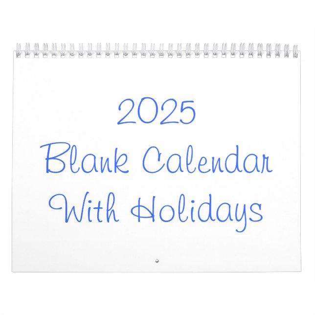 Calendrier Vide 2025 Avec Vacances (Protection)